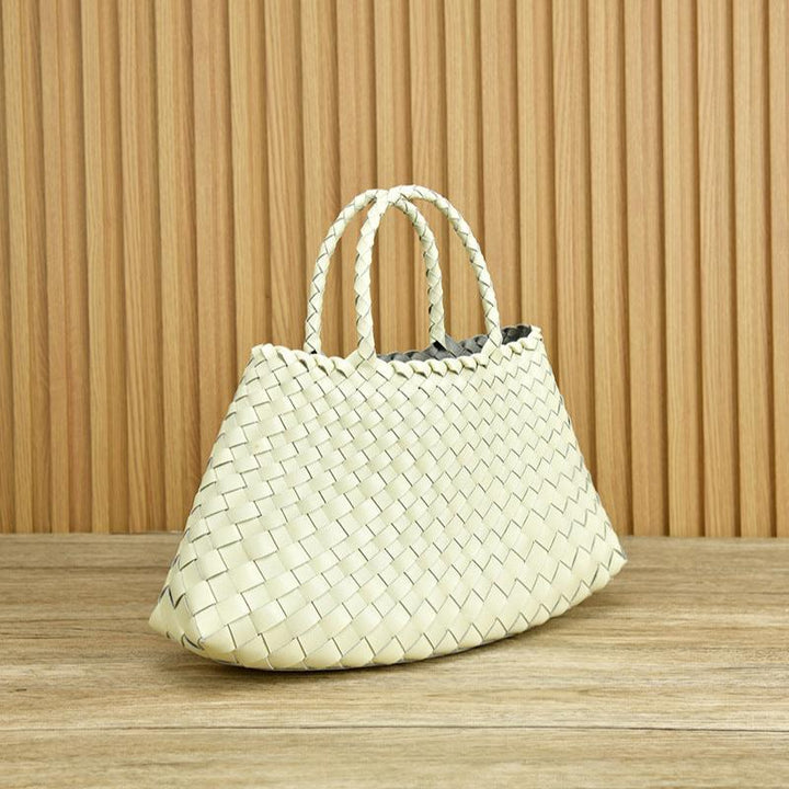 Vera | Woven Women's Handbag Made of Genuine Leather with Double Handles – Large Everyday Bag