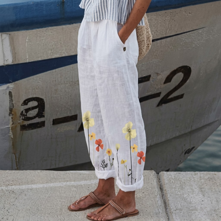 Felicia | Elegant Vintage Floral Print Pants