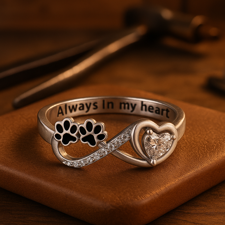 Elara™ | Heart Infinity Ring with Paw