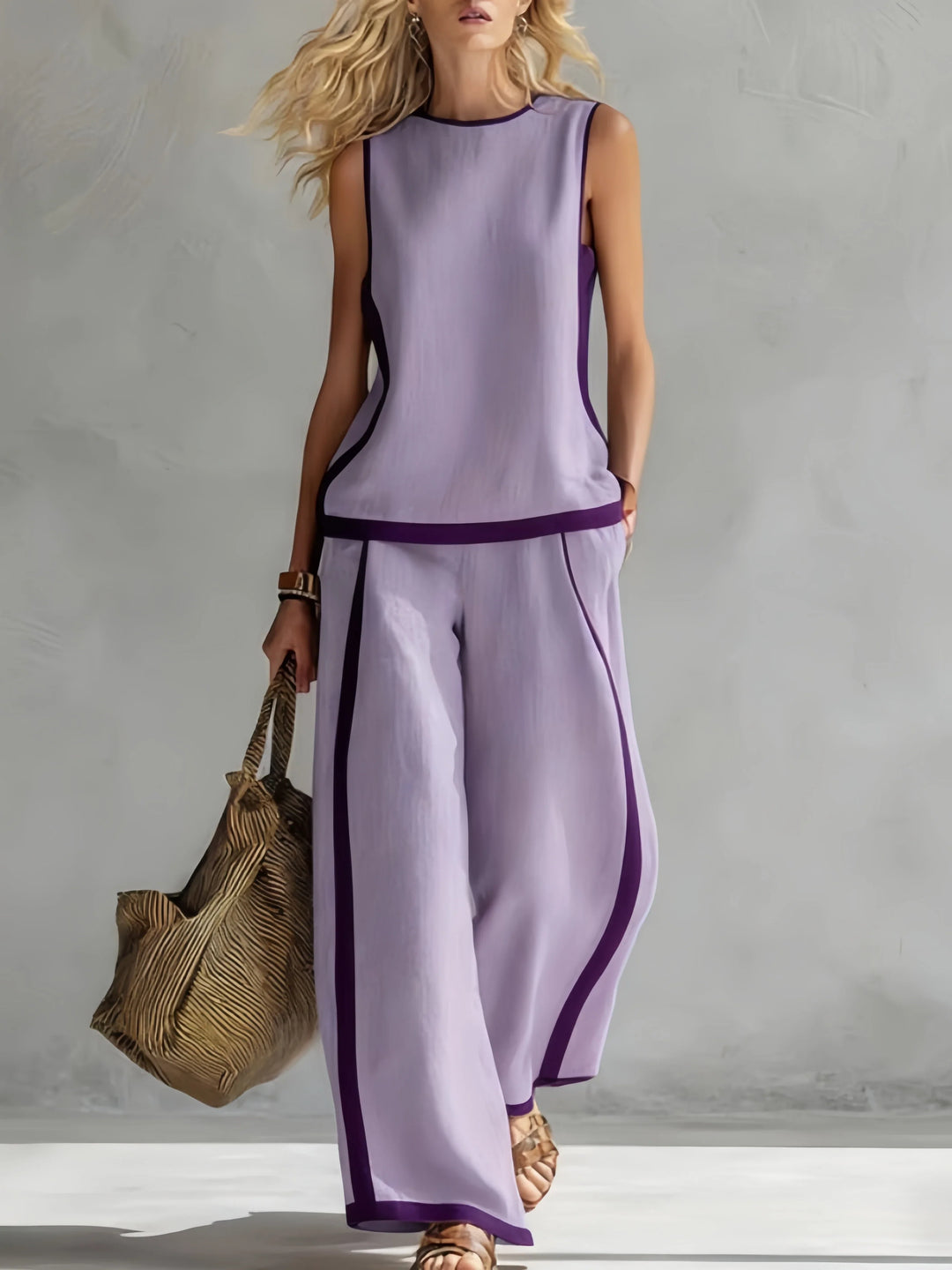 Margot | Retro Print Sleeveless Top & Trouser Set