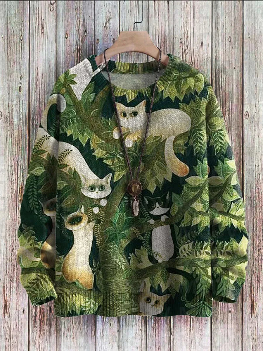 Picasso | Abstract Cat Art Knit Pullover