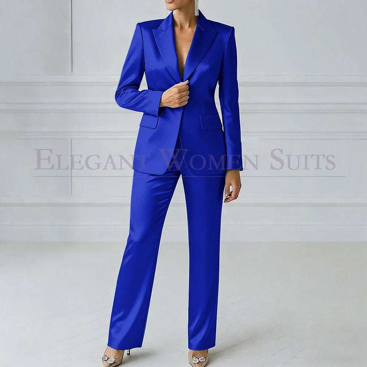 Sophia | Royal Blue One-Button Slim Blazer Suit