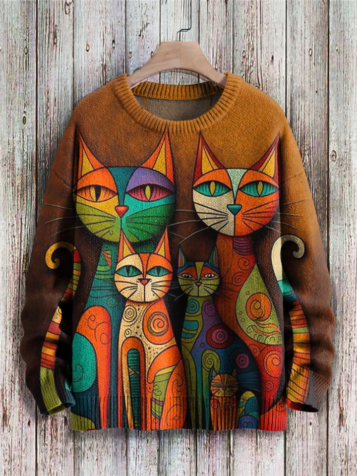Giggle | Funny Cat Art 3D Knit Pullover