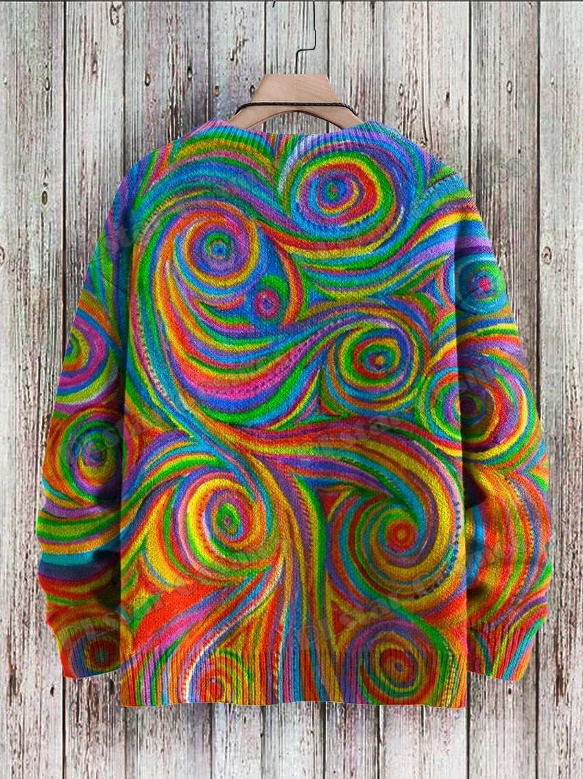 Nebula | Rainbow Swirl Art Knit Pullover
