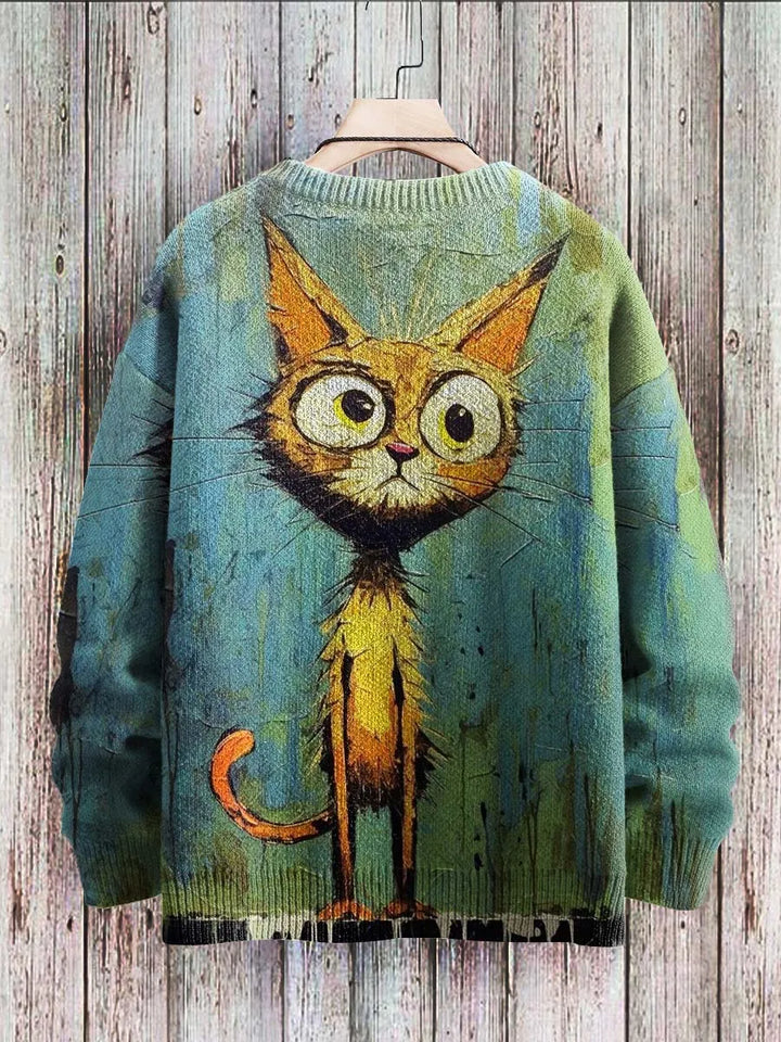 Giggle | Funny Cat Art 3D Knit Pullover