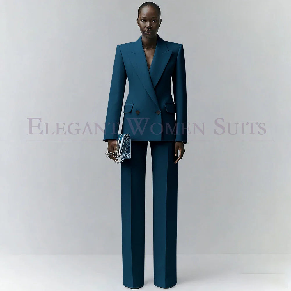 Marina | Double-Breasted Blue Office Blazer Suit