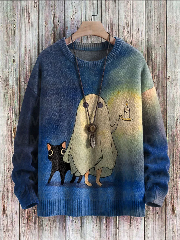Mochi | Cute Cat Art Knit Pullover