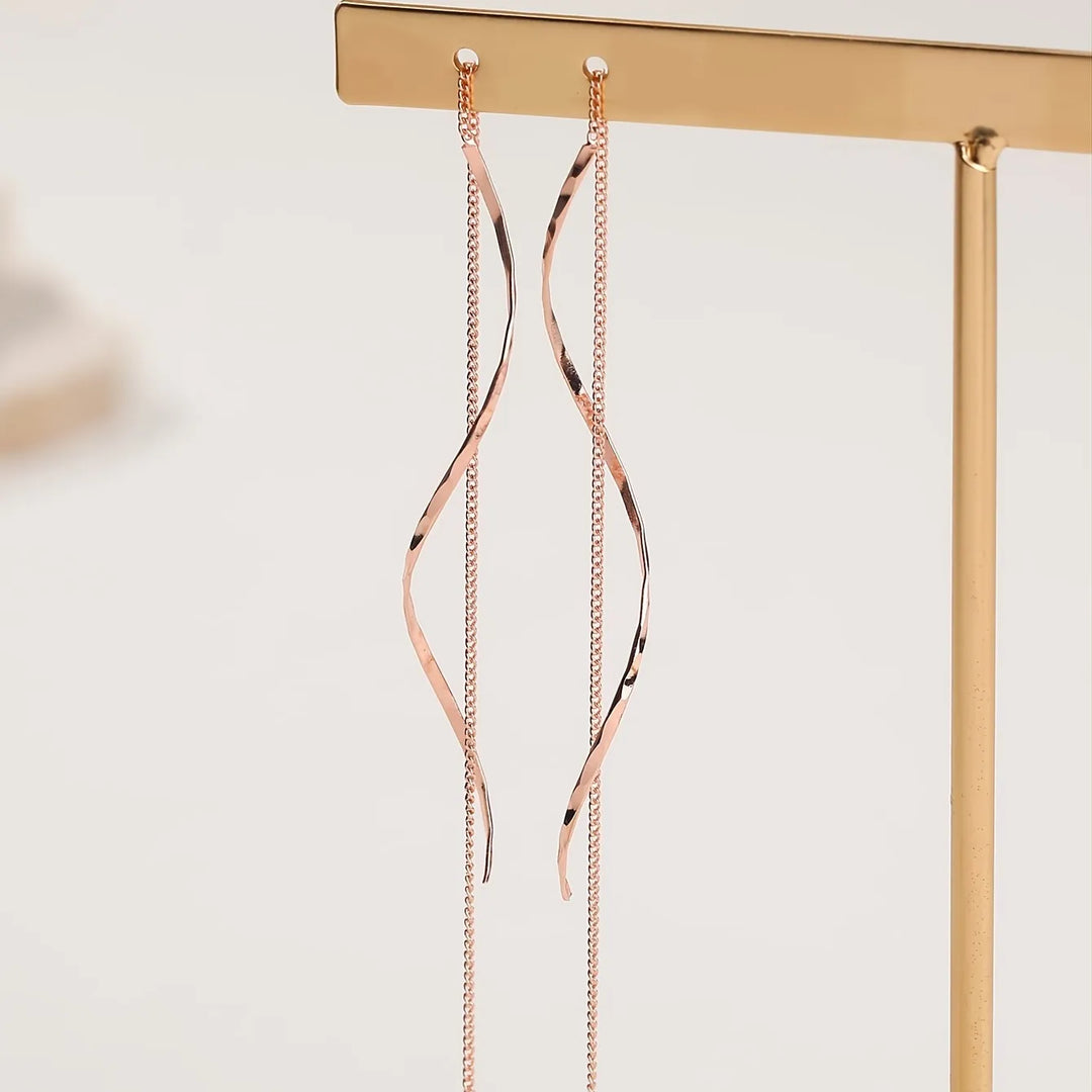 Jema | Long Earrings with Wavy Design