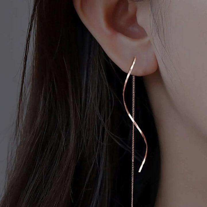 Jema | Long Earrings with Wavy Design