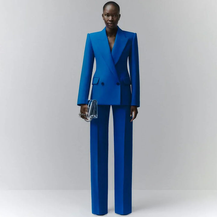 Marina | Double-Breasted Blue Office Blazer Suit