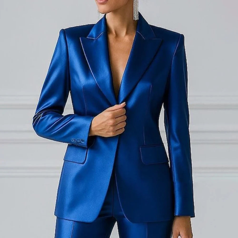 Sophia | Royal Blue One-Button Slim Blazer Suit