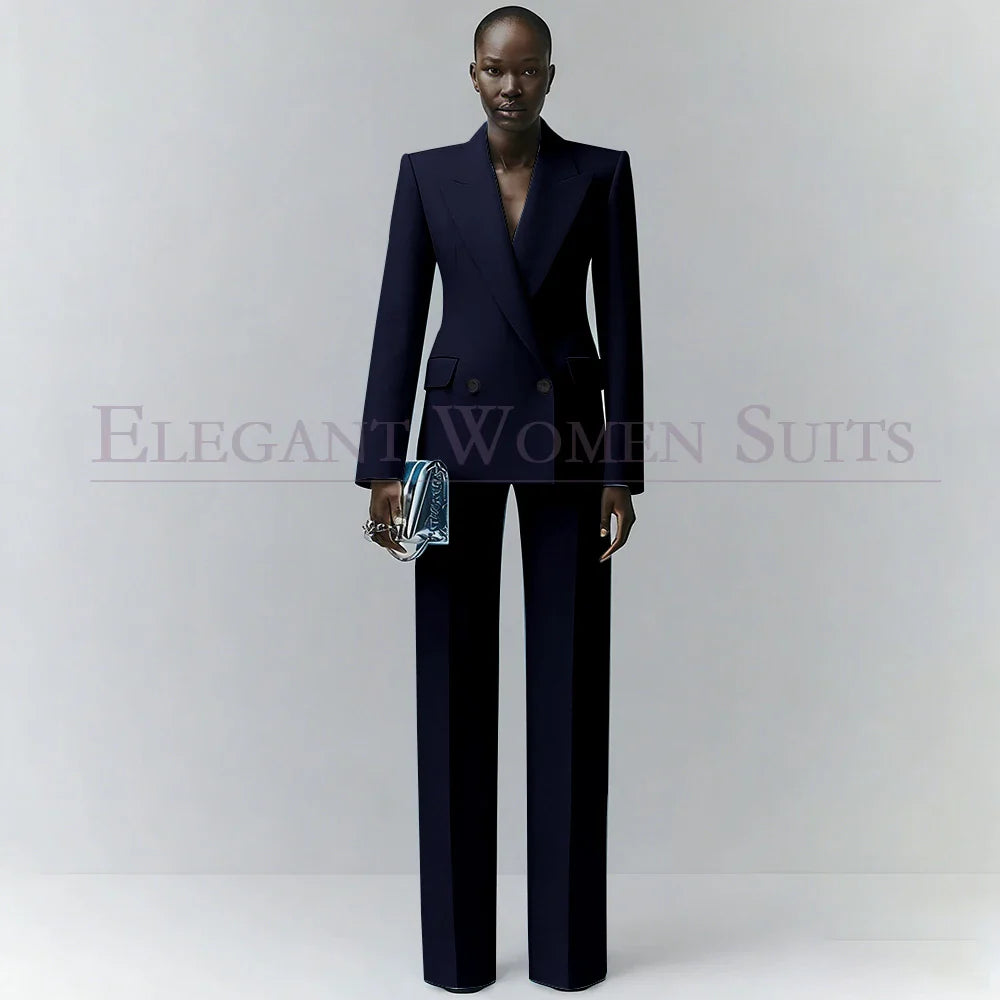 Marina | Double-Breasted Blue Office Blazer Suit