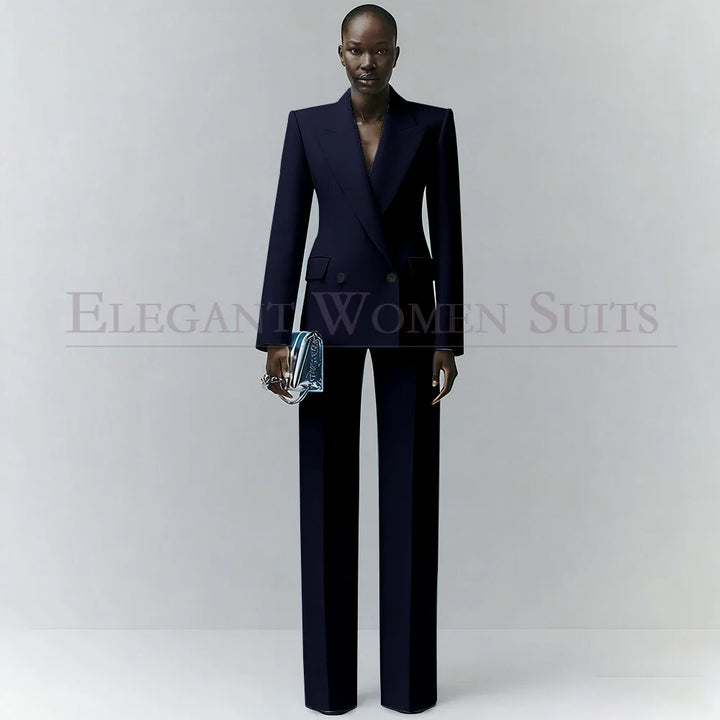 Marina | Double-Breasted Blue Office Blazer Suit
