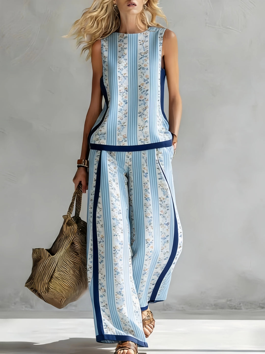 Margot | Retro Print Sleeveless Top & Trouser Set
