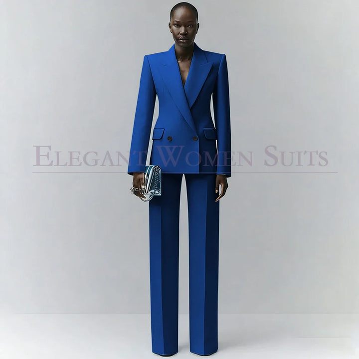 Marina | Double-Breasted Blue Office Blazer Suit
