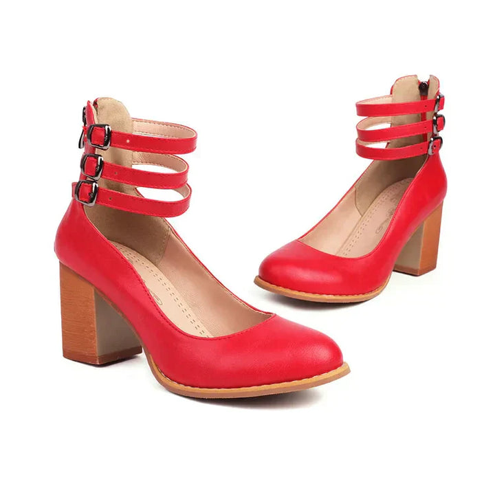 Aurelia | Premium Leather Block Heel Pump