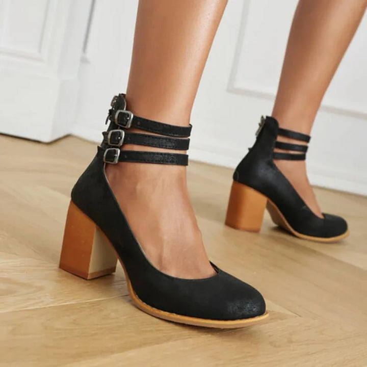 Aurelia | Premium Leather Block Heel Pump