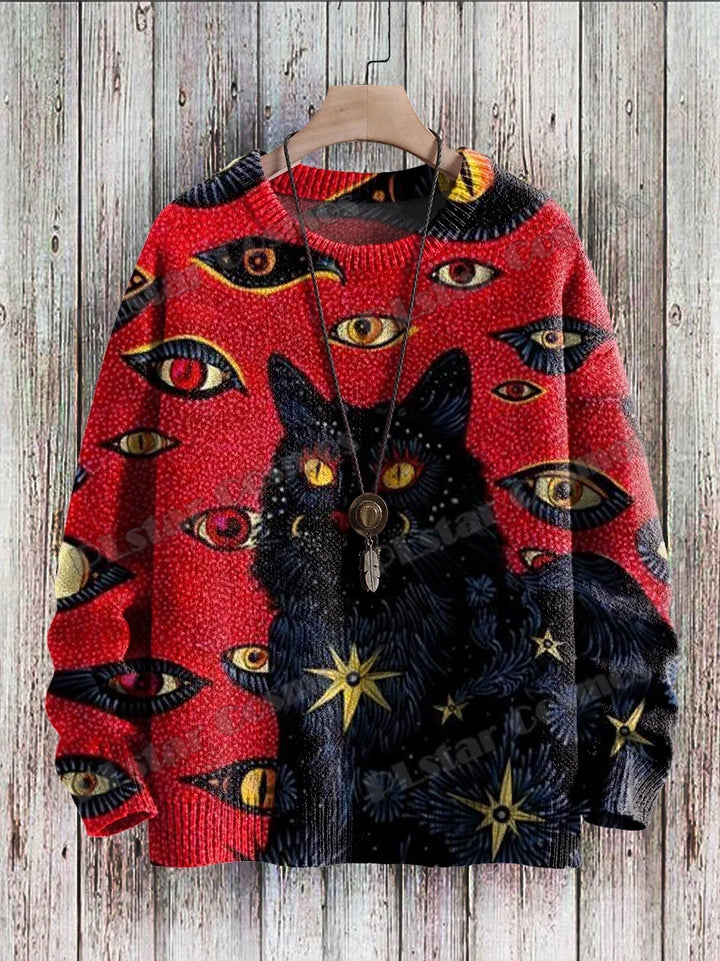 Harlequin | Abstract Cat Multicolor Pullover