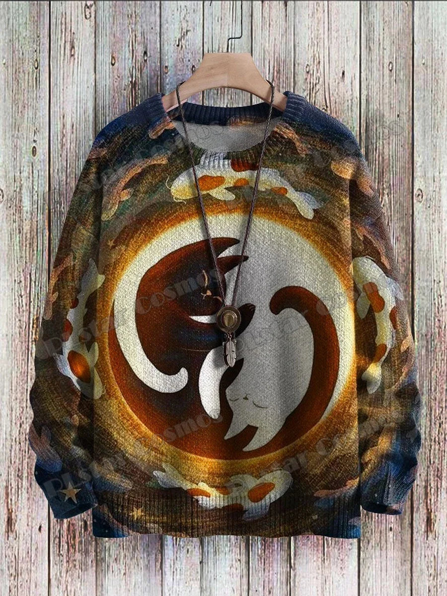 Aurora | All-Over Cat Art Knit Pullover