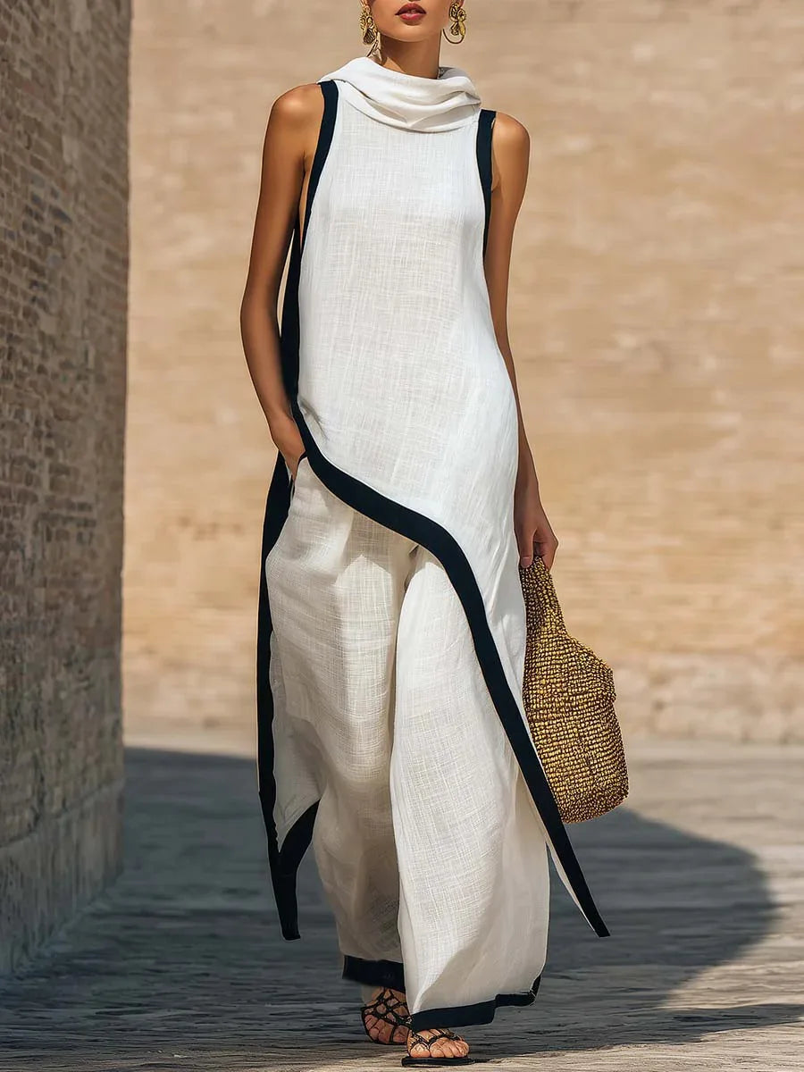 Celeste | Linen Cotton Sleeveless Two-Piece Set