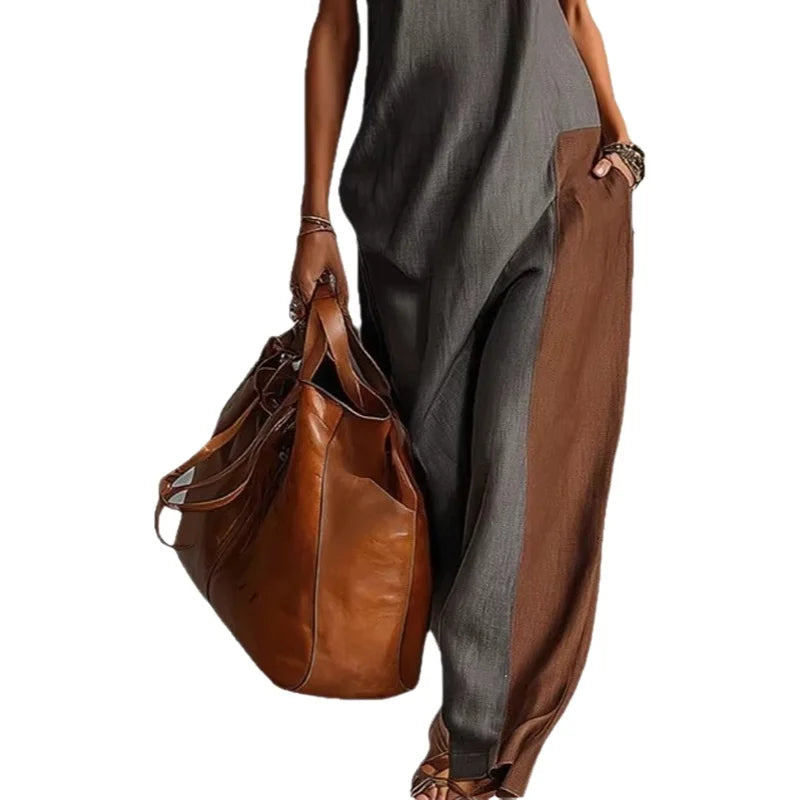 Isabeau | Color Block High-Waist Maxi Dress