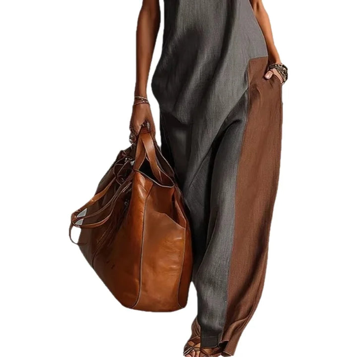 Isabeau | Color Block High-Waist Maxi Dress