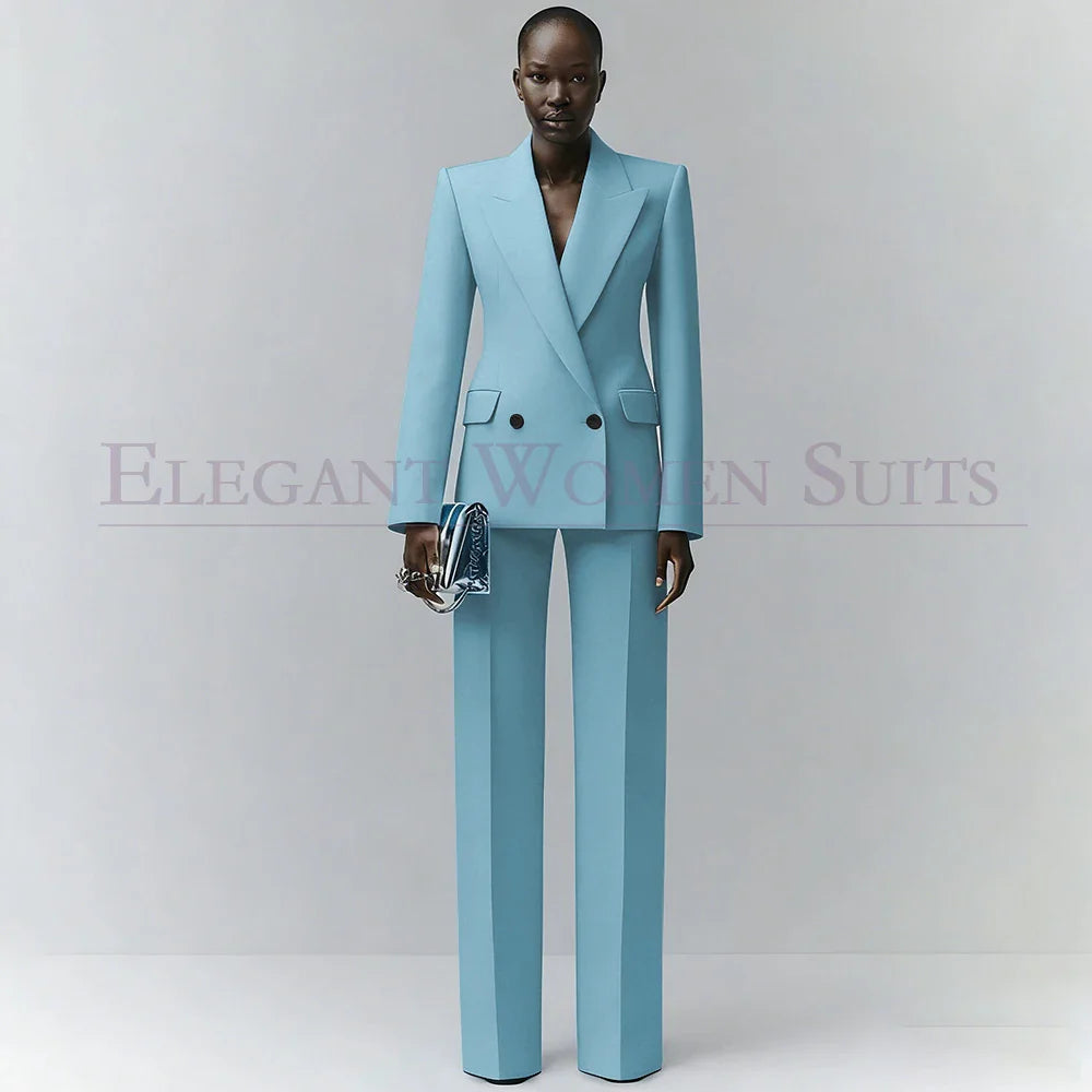 Marina | Double-Breasted Blue Office Blazer Suit