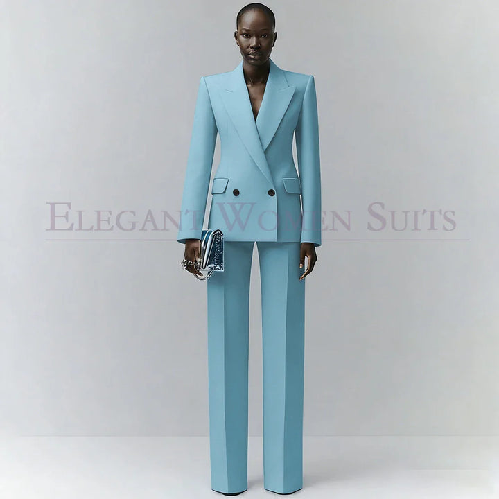 Marina | Double-Breasted Blue Office Blazer Suit