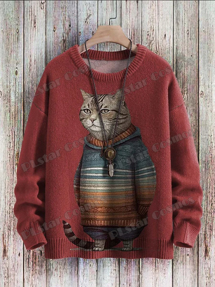 Sunset | Retro Cat Sunset Print Pullover