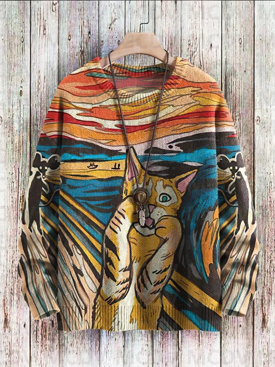 Mochi | Cute Cat Art Knit Pullover