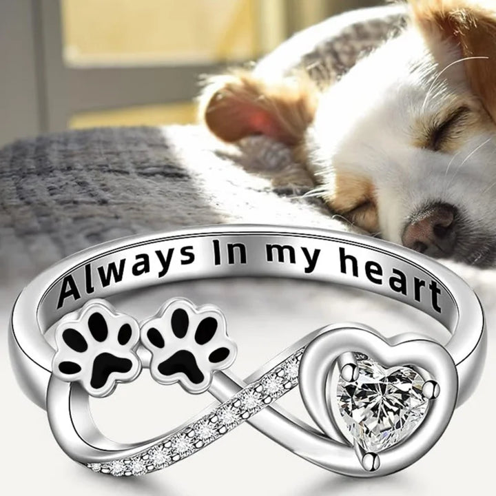 Elara™ | Heart Infinity Ring with Paw