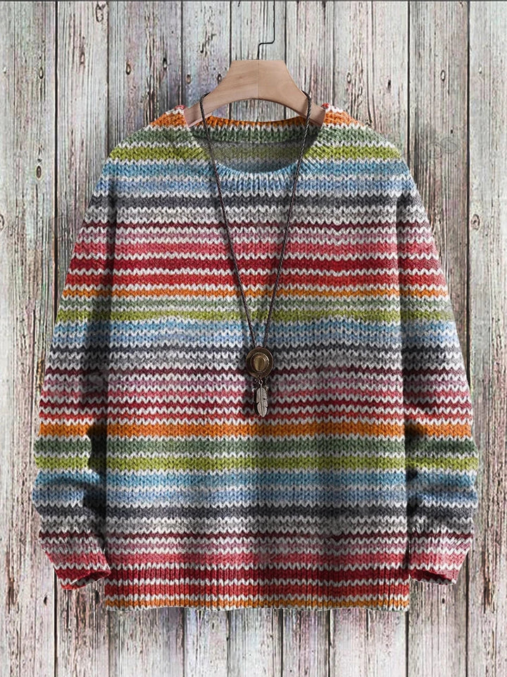 Nebula | Rainbow Swirl Art Knit Pullover