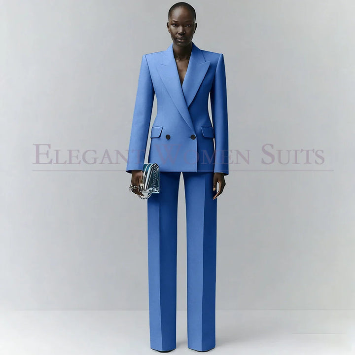 Marina | Double-Breasted Blue Office Blazer Suit