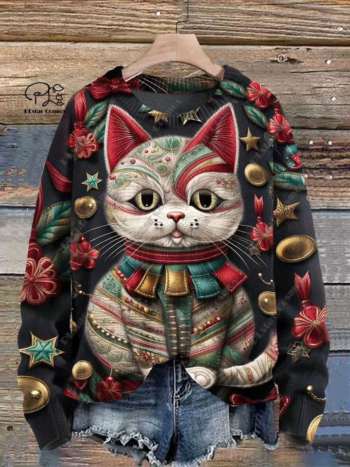 Luna | Cute Cat 3D Print Pullover