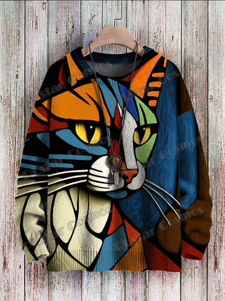 Harlequin | Abstract Cat Multicolor Pullover