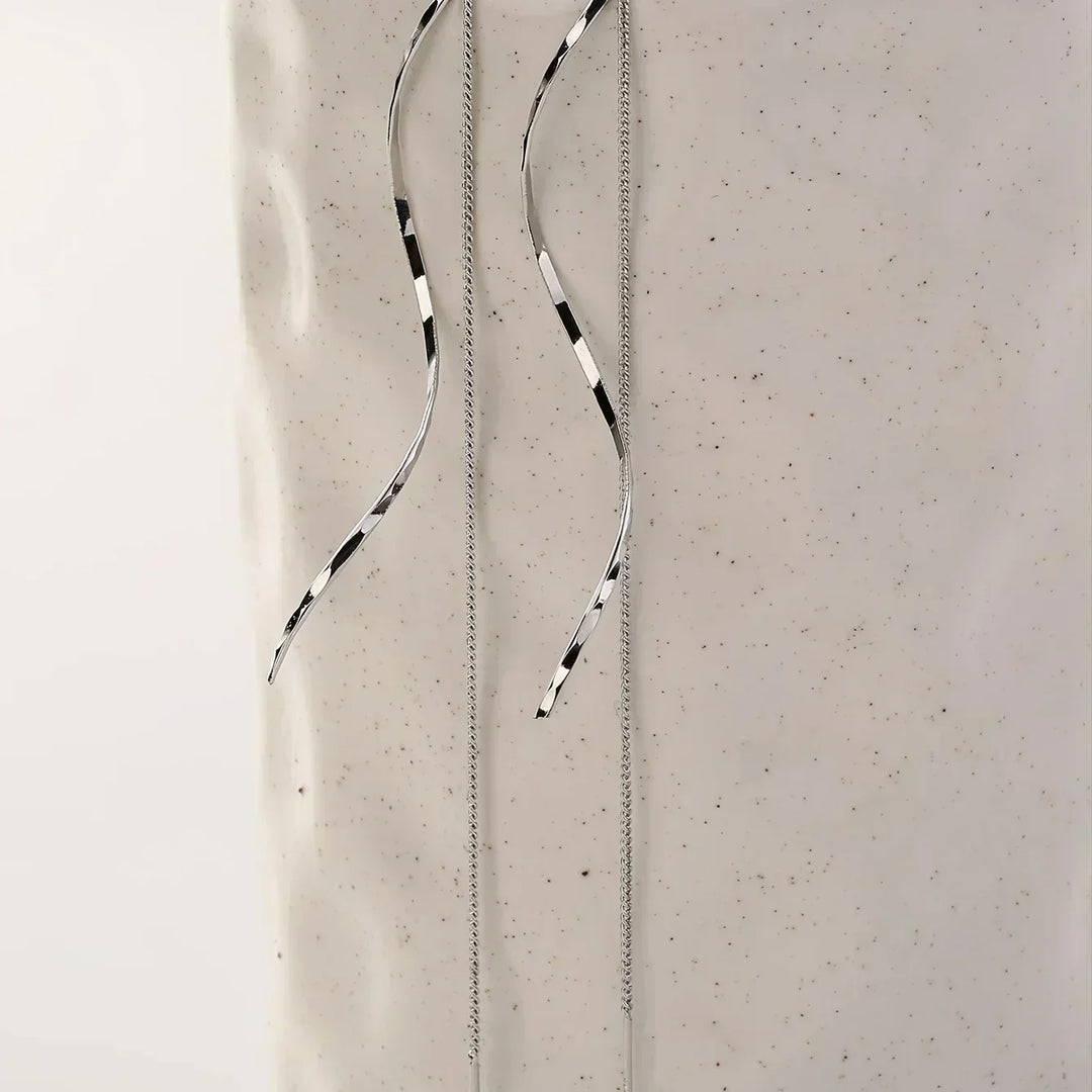 Jema | Long Earrings with Wavy Design