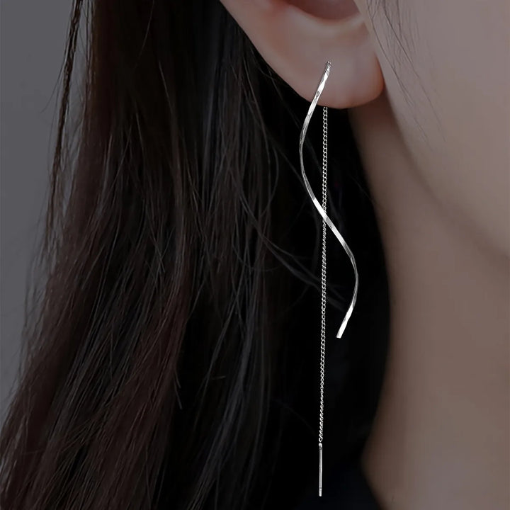 Jema | Long Earrings with Wavy Design