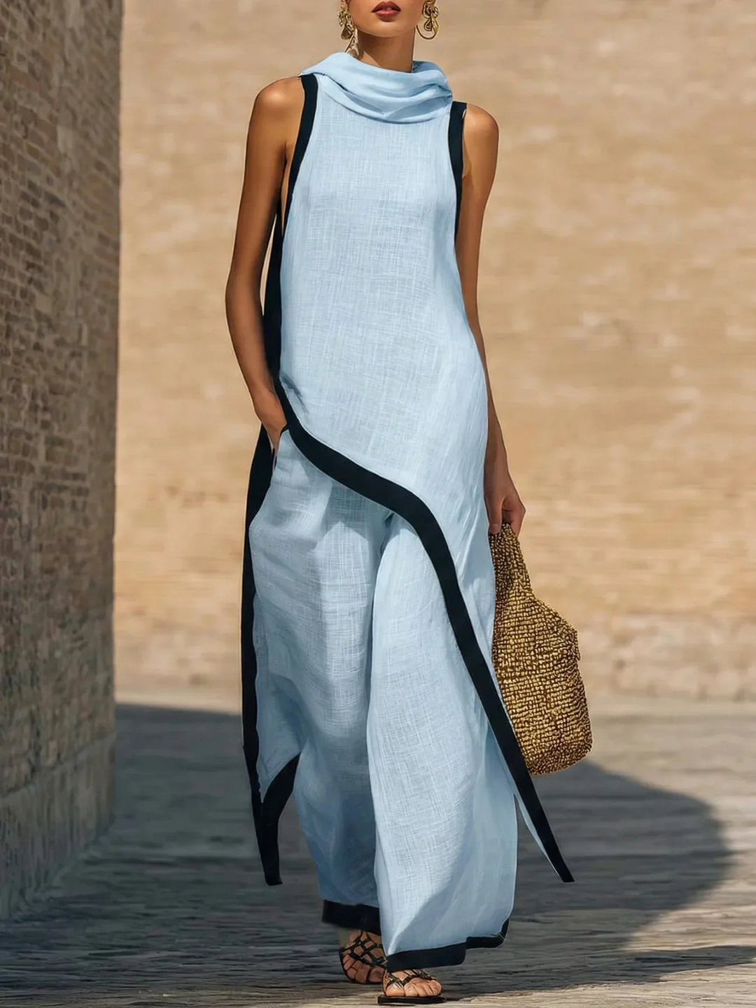 Celeste | Linen Cotton Sleeveless Two-Piece Set