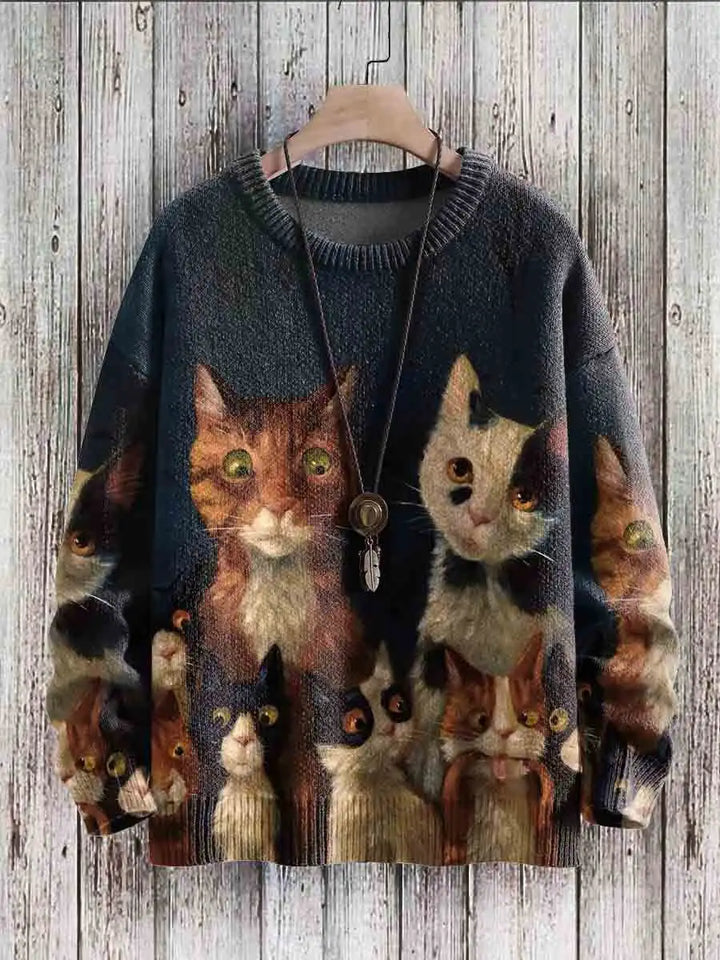 Giggle | Funny Cat Art 3D Knit Pullover