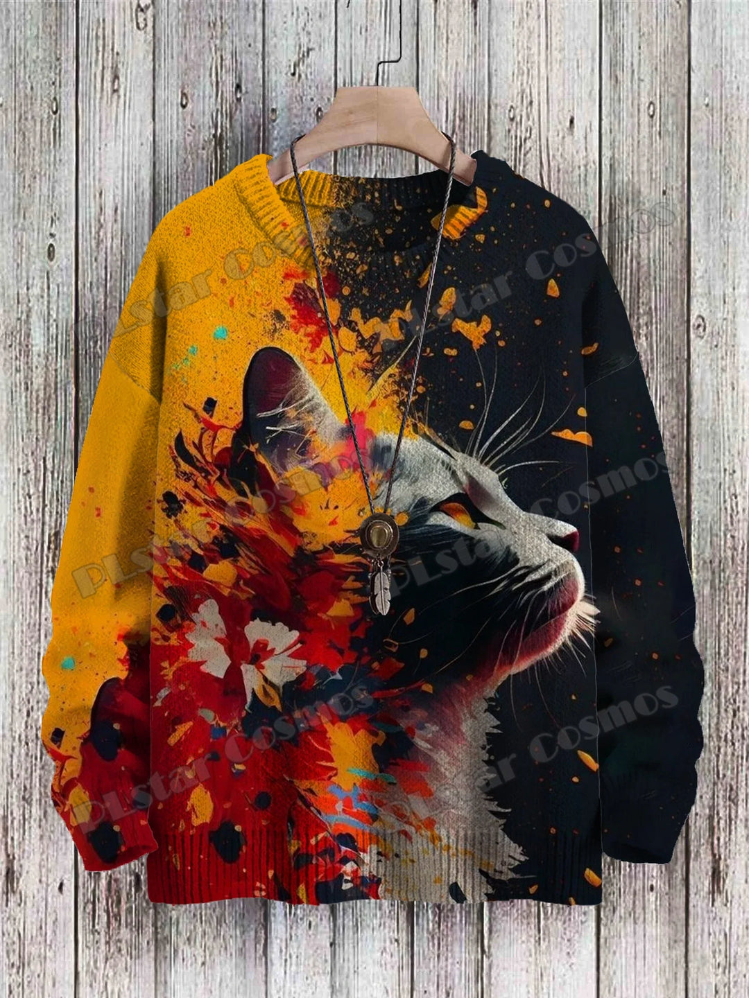 Sunset | Retro Cat Sunset Print Pullover