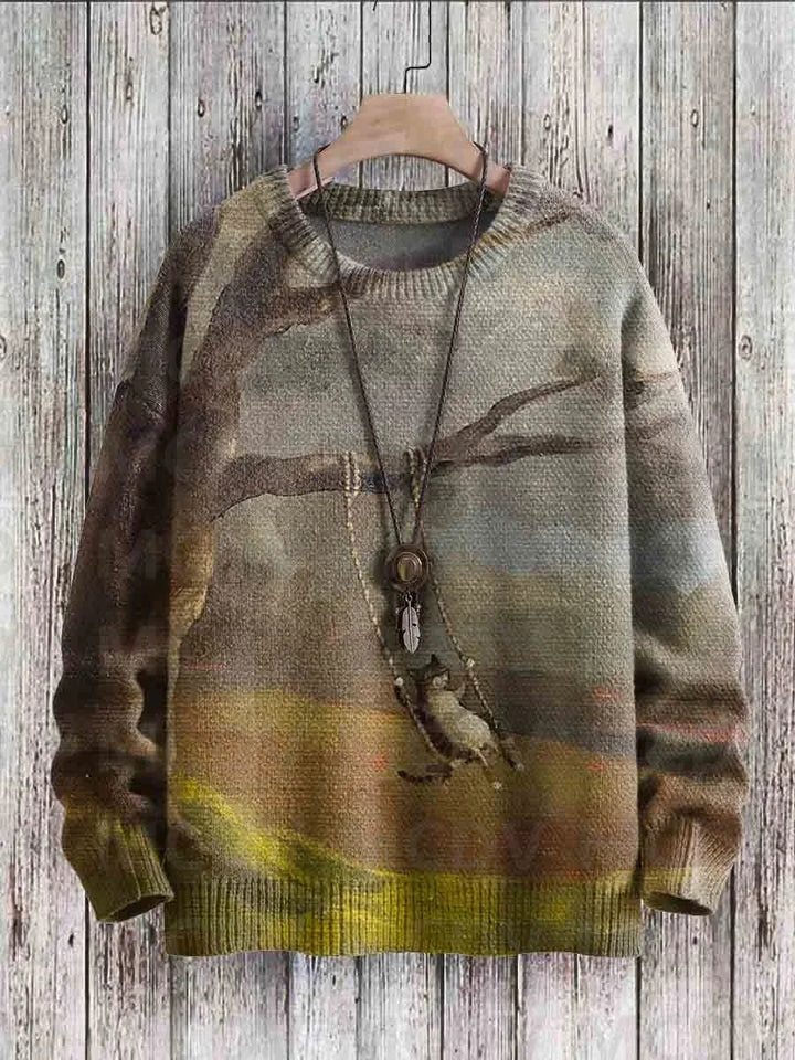 Whiskers | Vintage Cat Print Knit Pullover