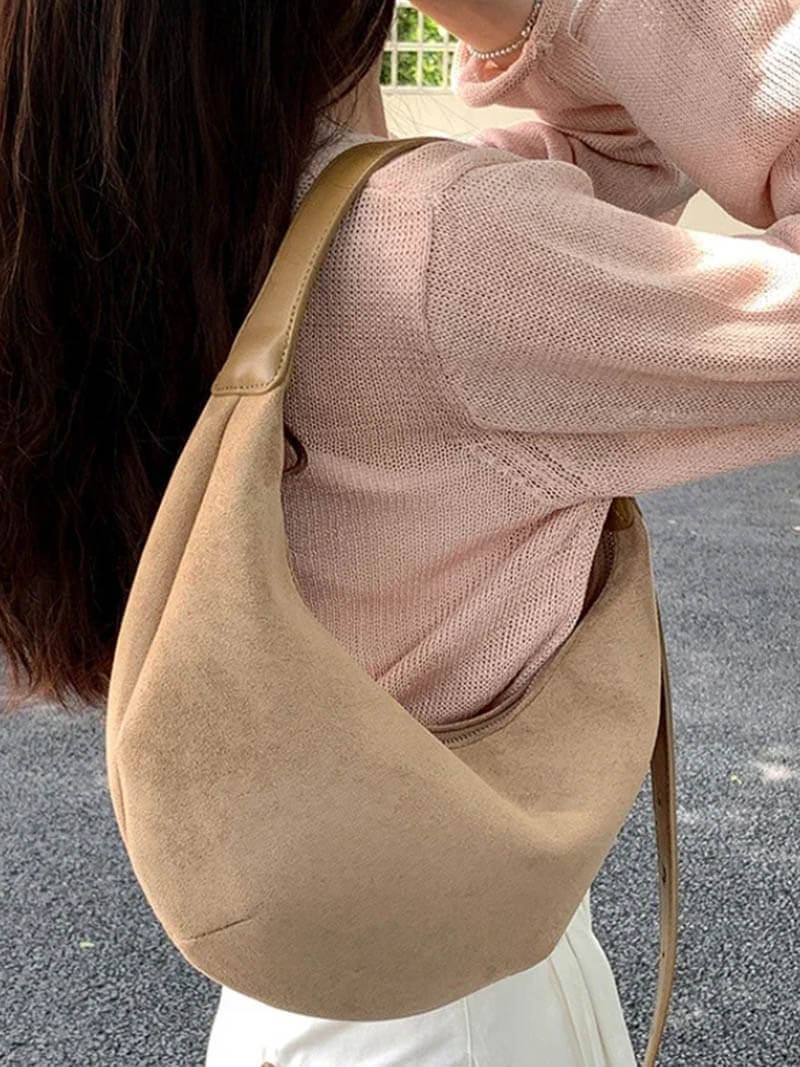 Lene | Suede Half-Moon Bag
