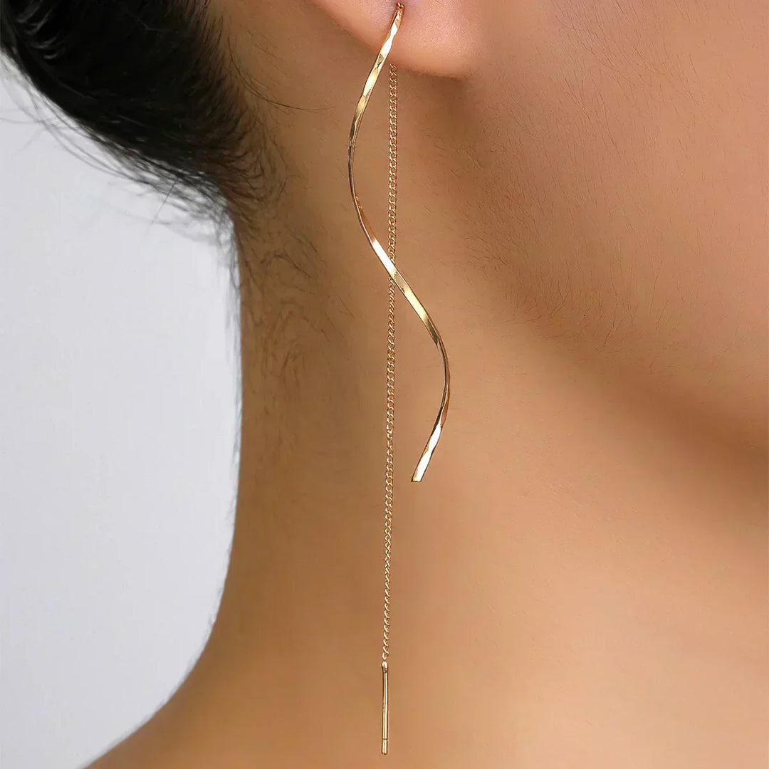 Jema | Long Earrings with Wavy Design