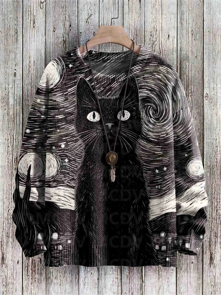 Mochi | Cute Cat Art Knit Pullover