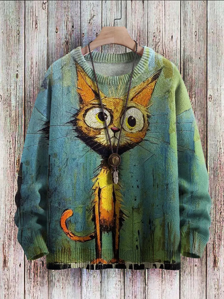 Giggle | Funny Cat Art 3D Knit Pullover