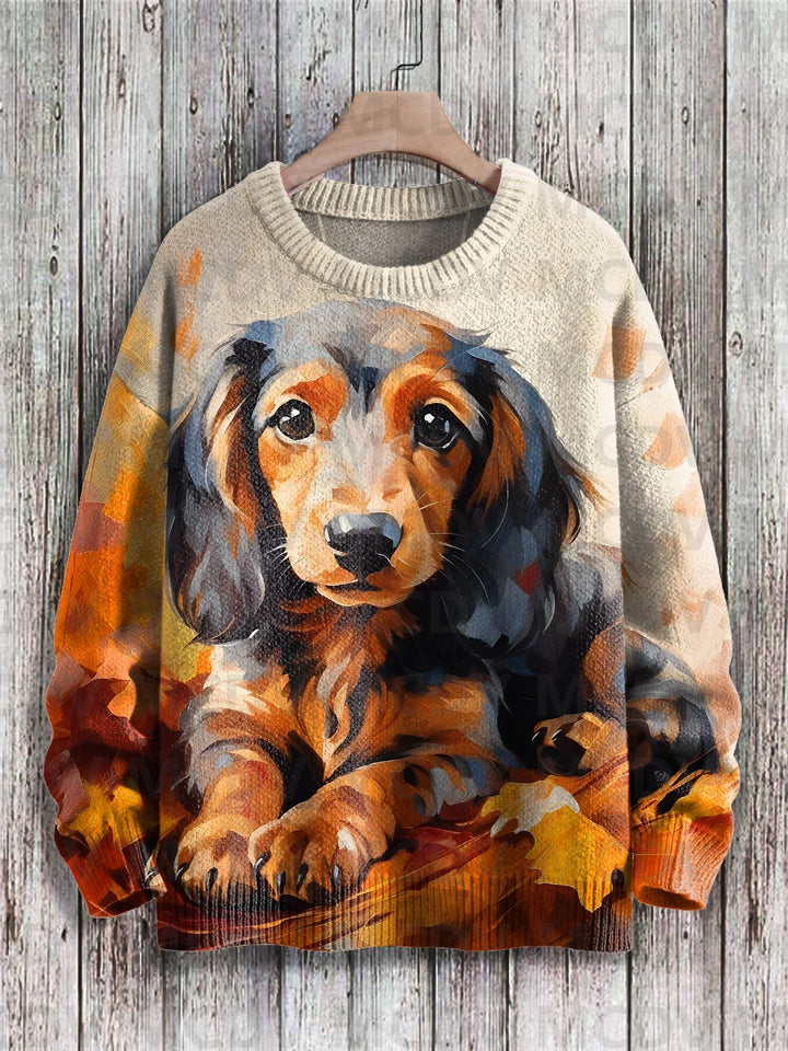 Bruno | Abstract Dog Art Knit Pullover