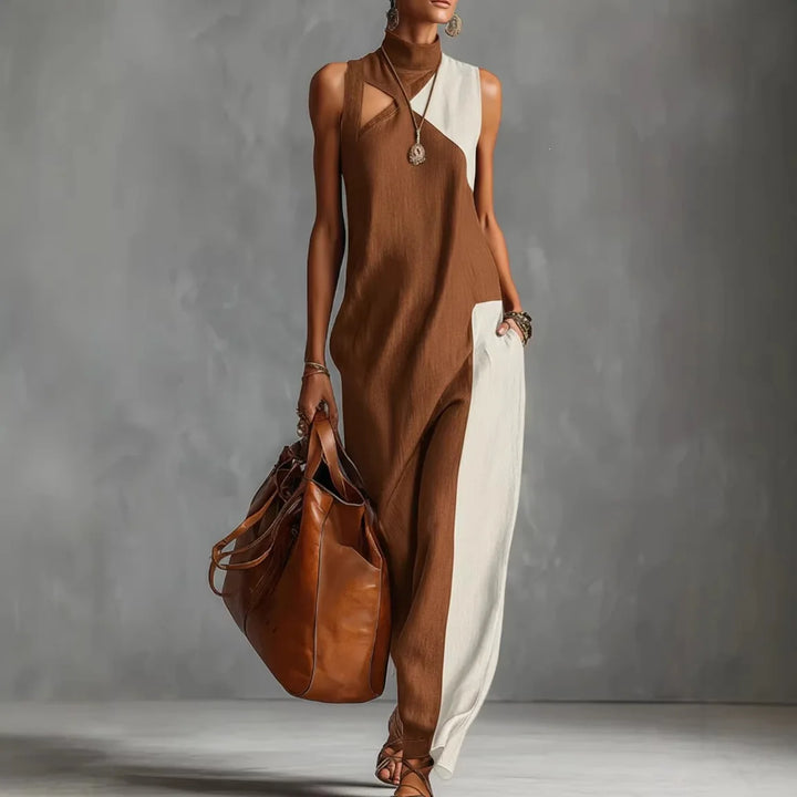 Isabeau | Color Block High-Waist Maxi Dress