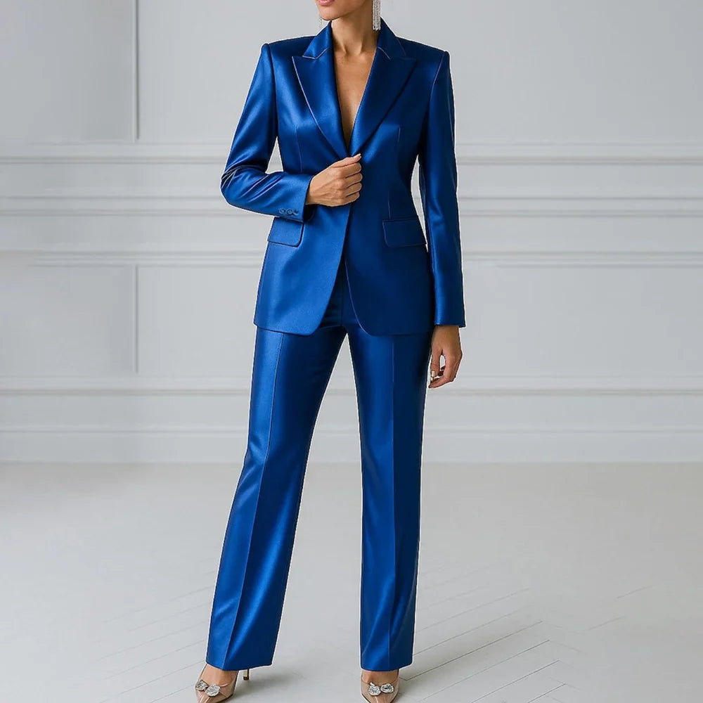 Sophia | Royal Blue One-Button Slim Blazer Suit