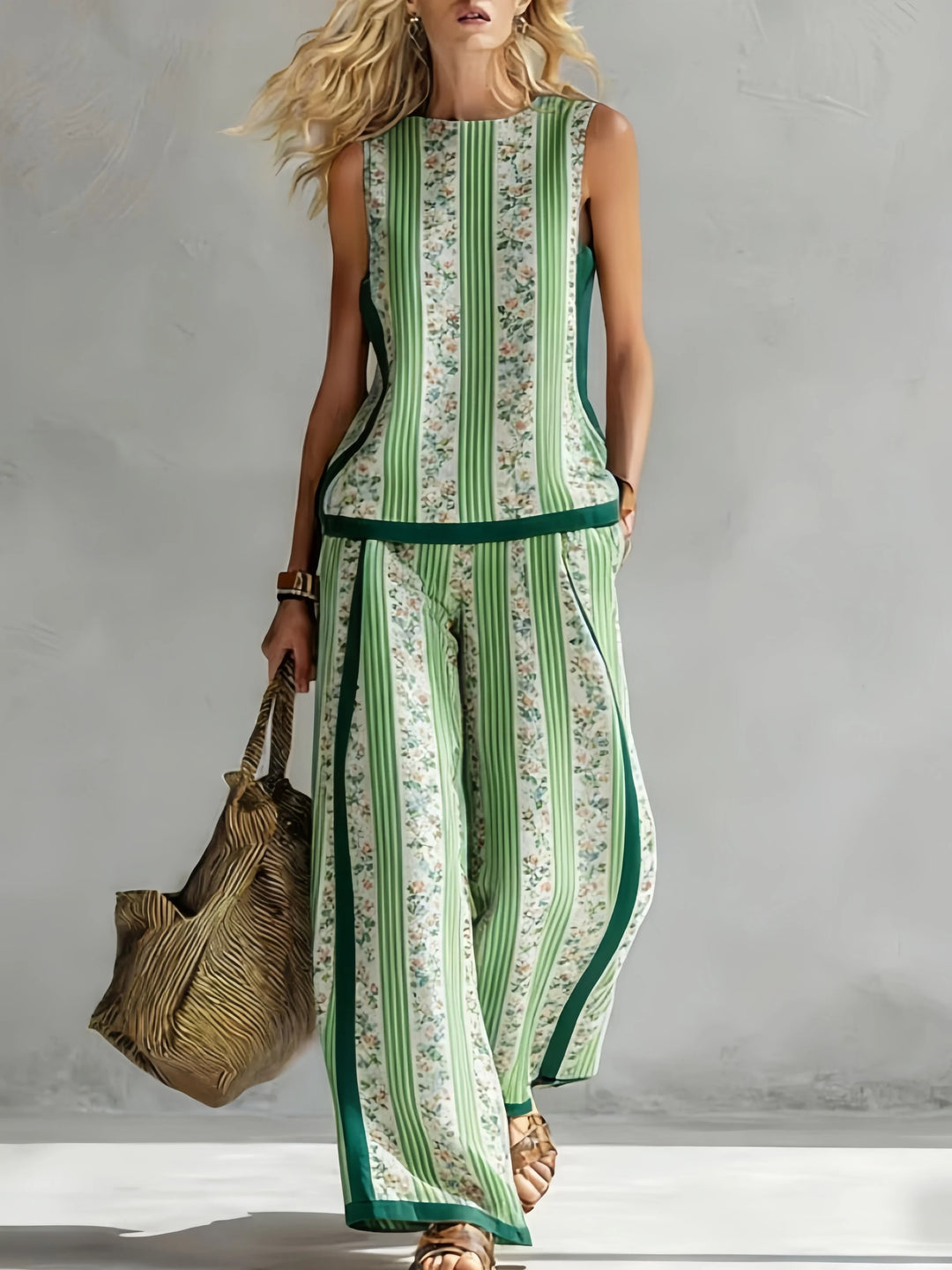 Margot | Retro Print Sleeveless Top & Trouser Set