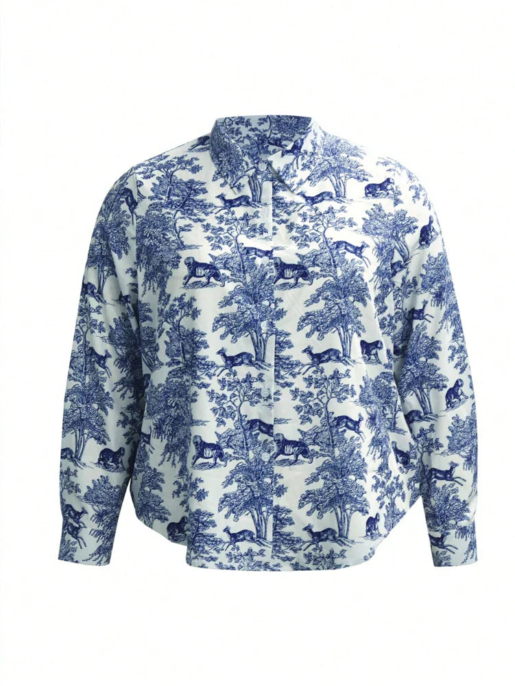 Nora | Crushed Print Button-Down Shirt